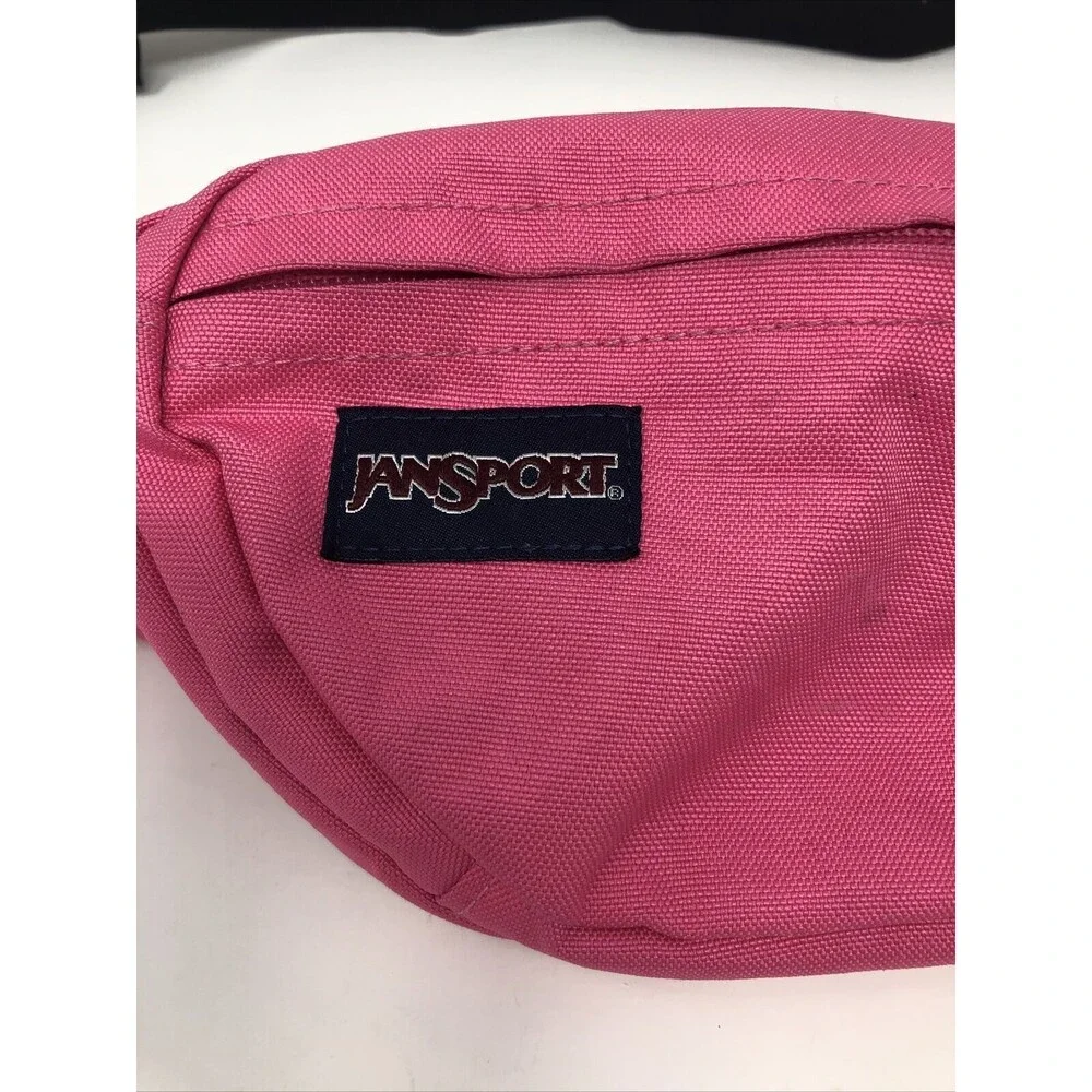 Jansport Neon Pink Canvas Full Zip Fanny Pack Adjustable Waist 2 Pocket Y2K 90s
